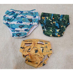 Lot of Baby Swim Diapers 3 different sizes Blue Yellow Green
